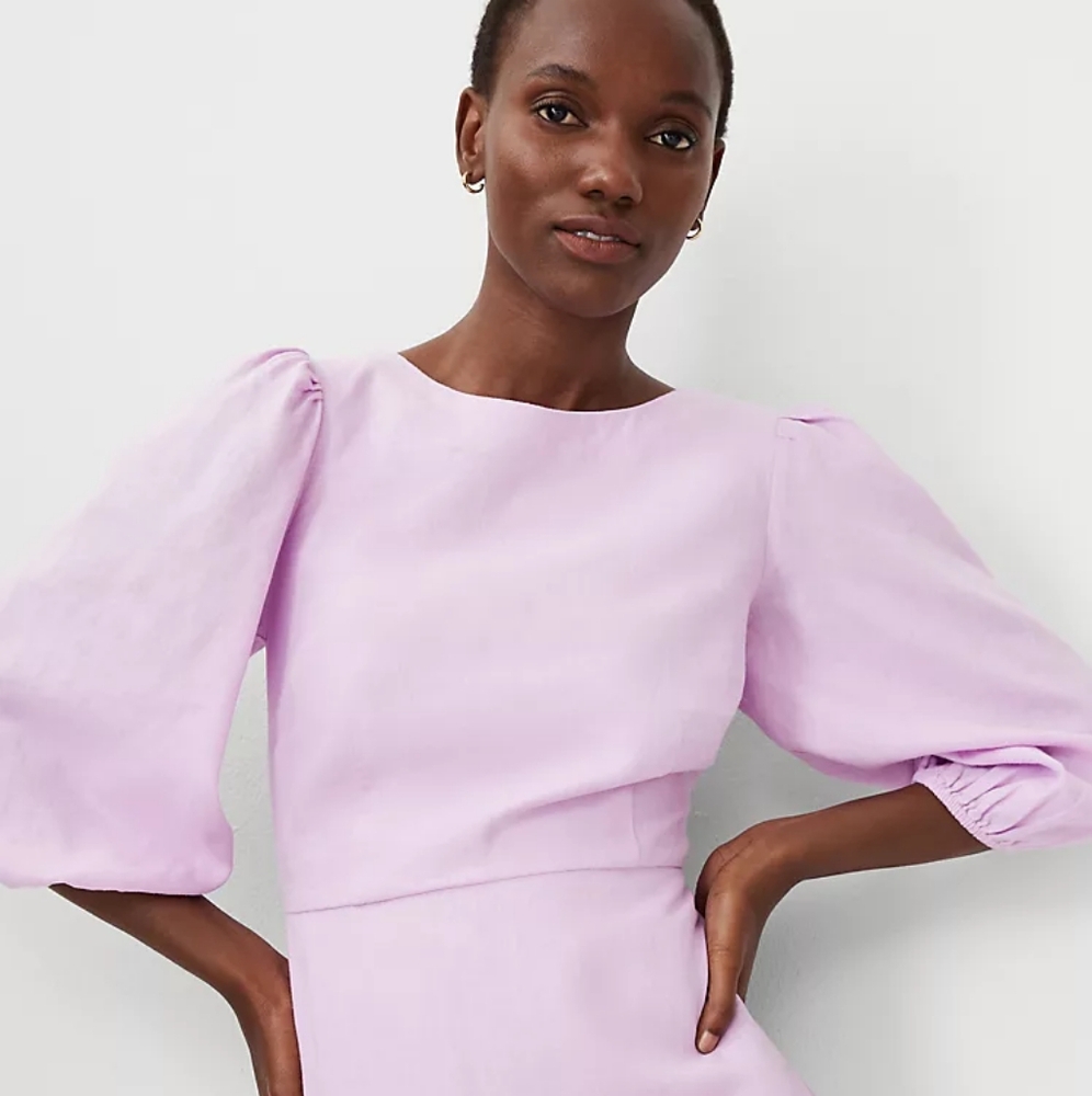 Ann Taylor Linen Open Back Dress